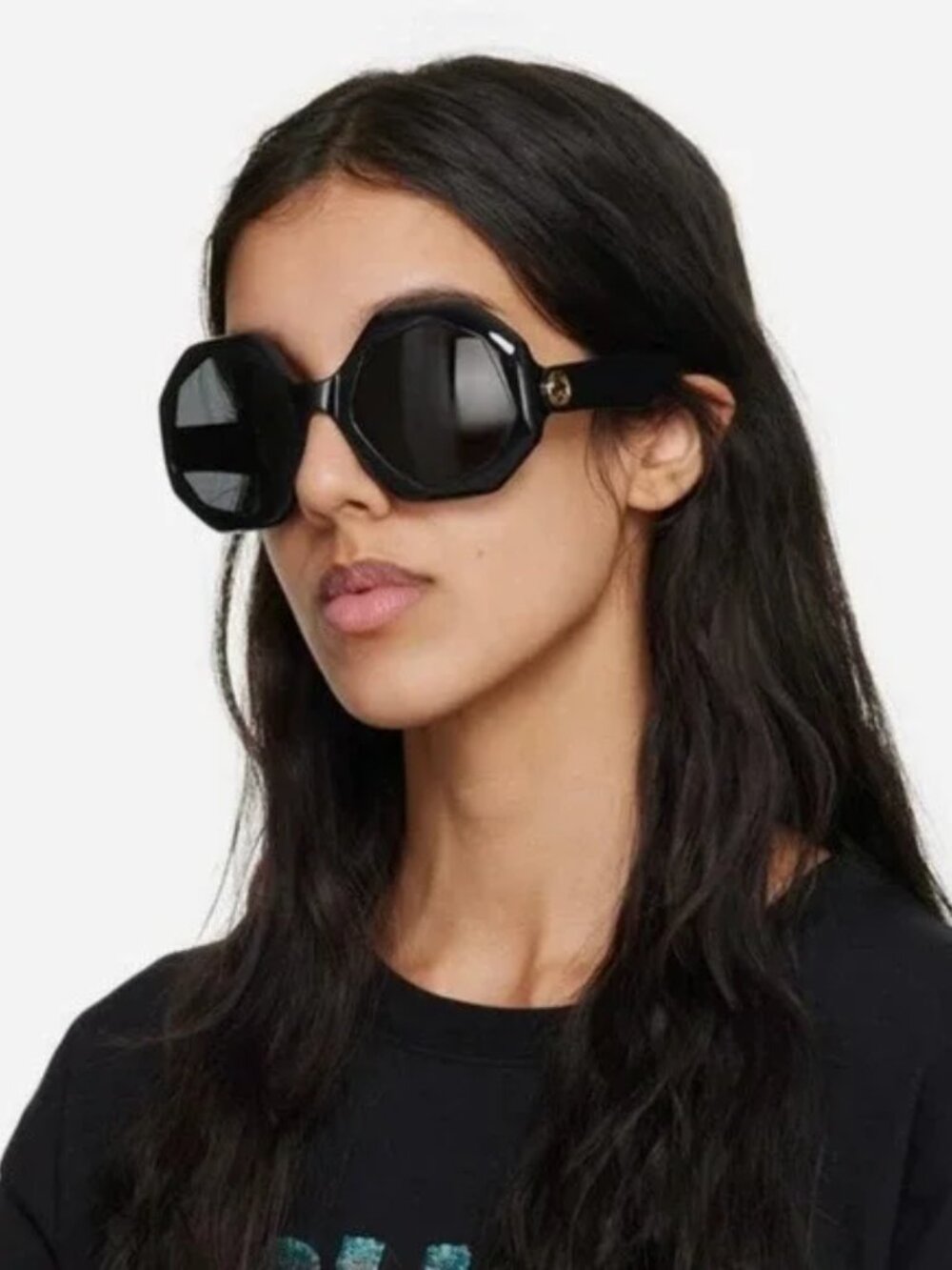 NEW GUCCI HEXAGONAL BLACK EYEWEAR GG1242S 001 WOMEN'S OVERSIZED SUNGLASSES